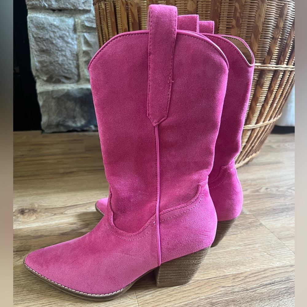 Pink Suede Western Boots